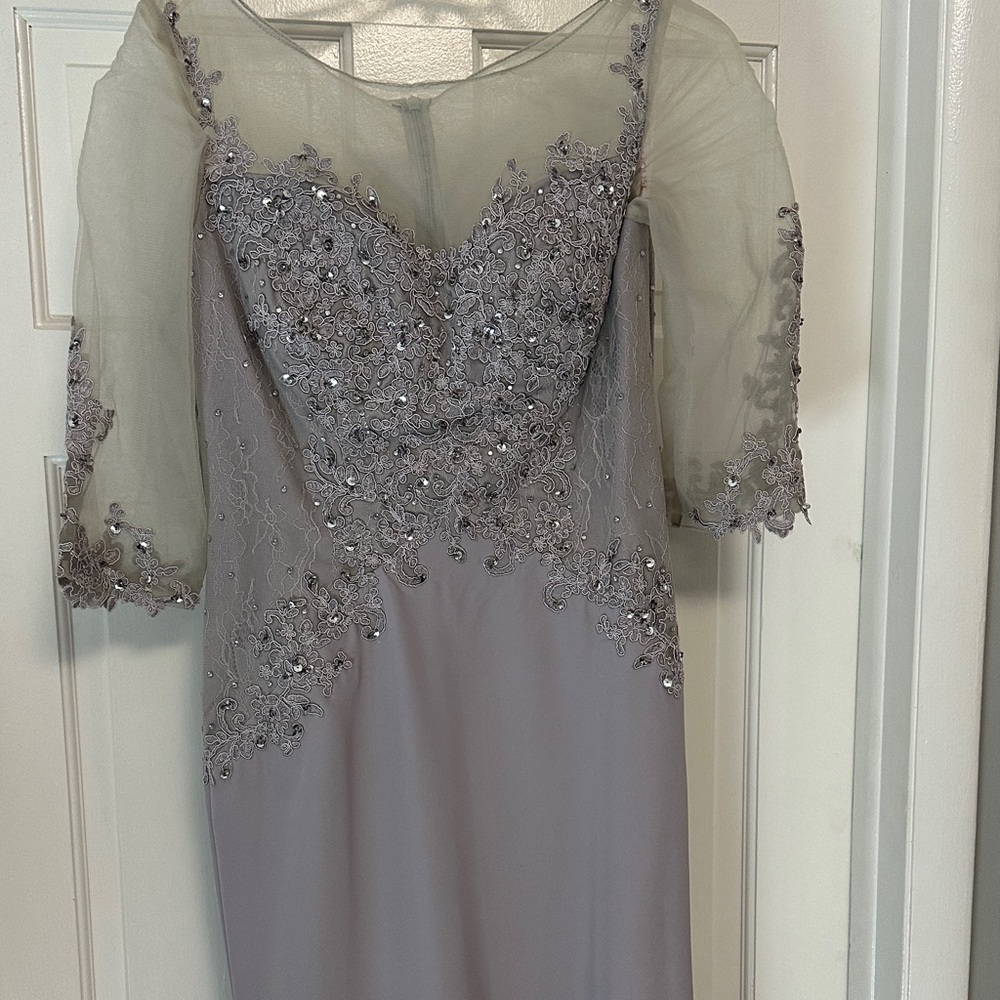 JJs House Gray Long Sleeve Dress with Embellishments